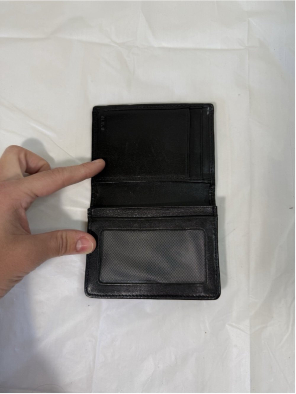 TUMI Black Ballistic Nylon leather Card Holder Bi fold